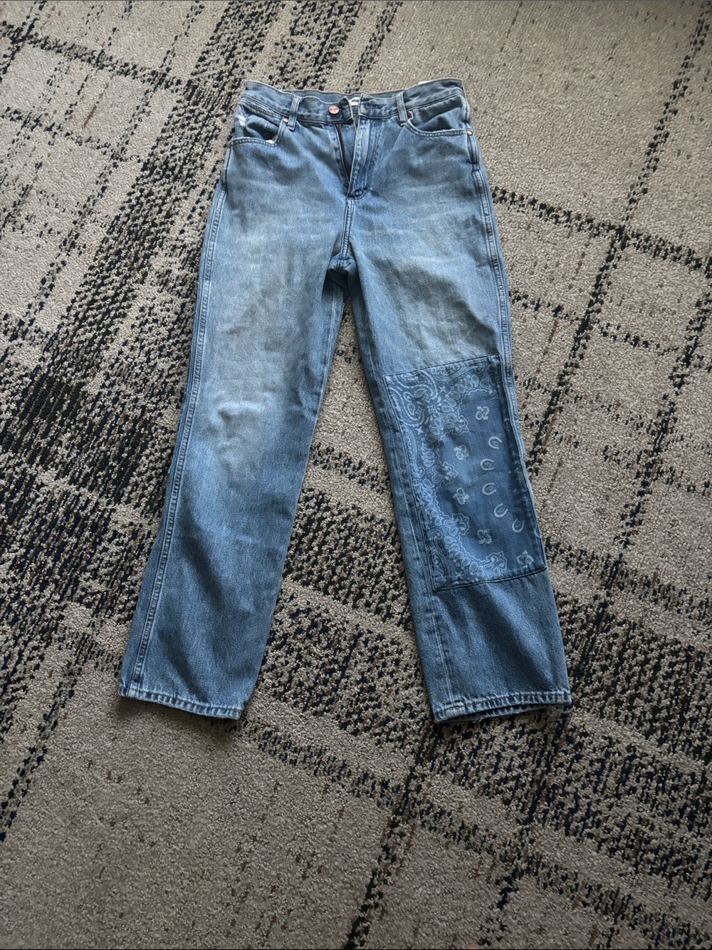 Wrangler Women's Blue Straight-Leg Jeans with Bandana Patch